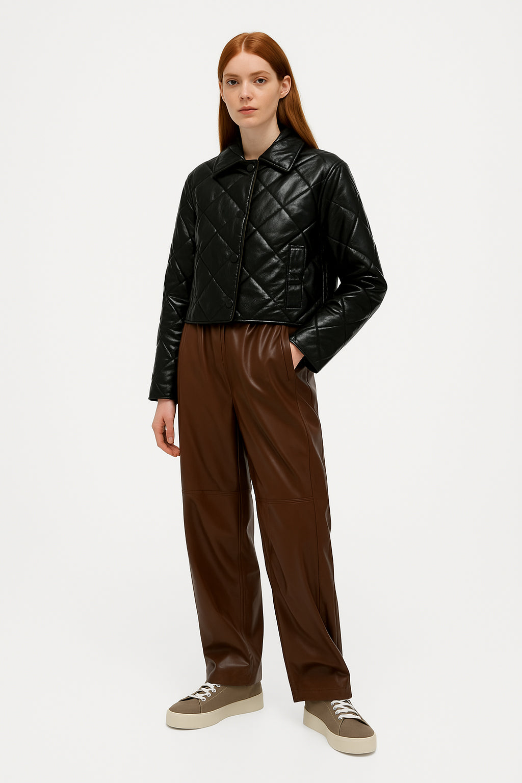 Alana Cropped Vegan Leather Coat | Noize
