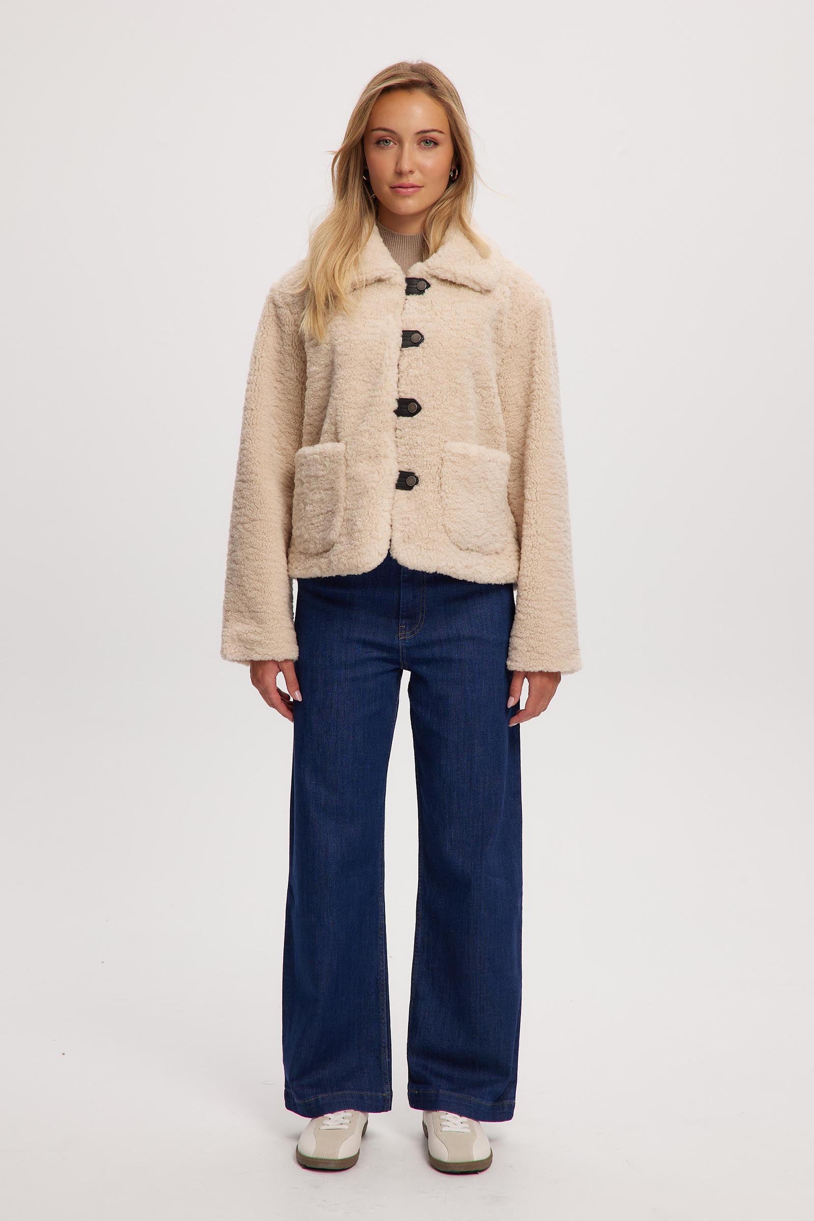 Frieda Short Length Vegan Sherpa Coat | Noize