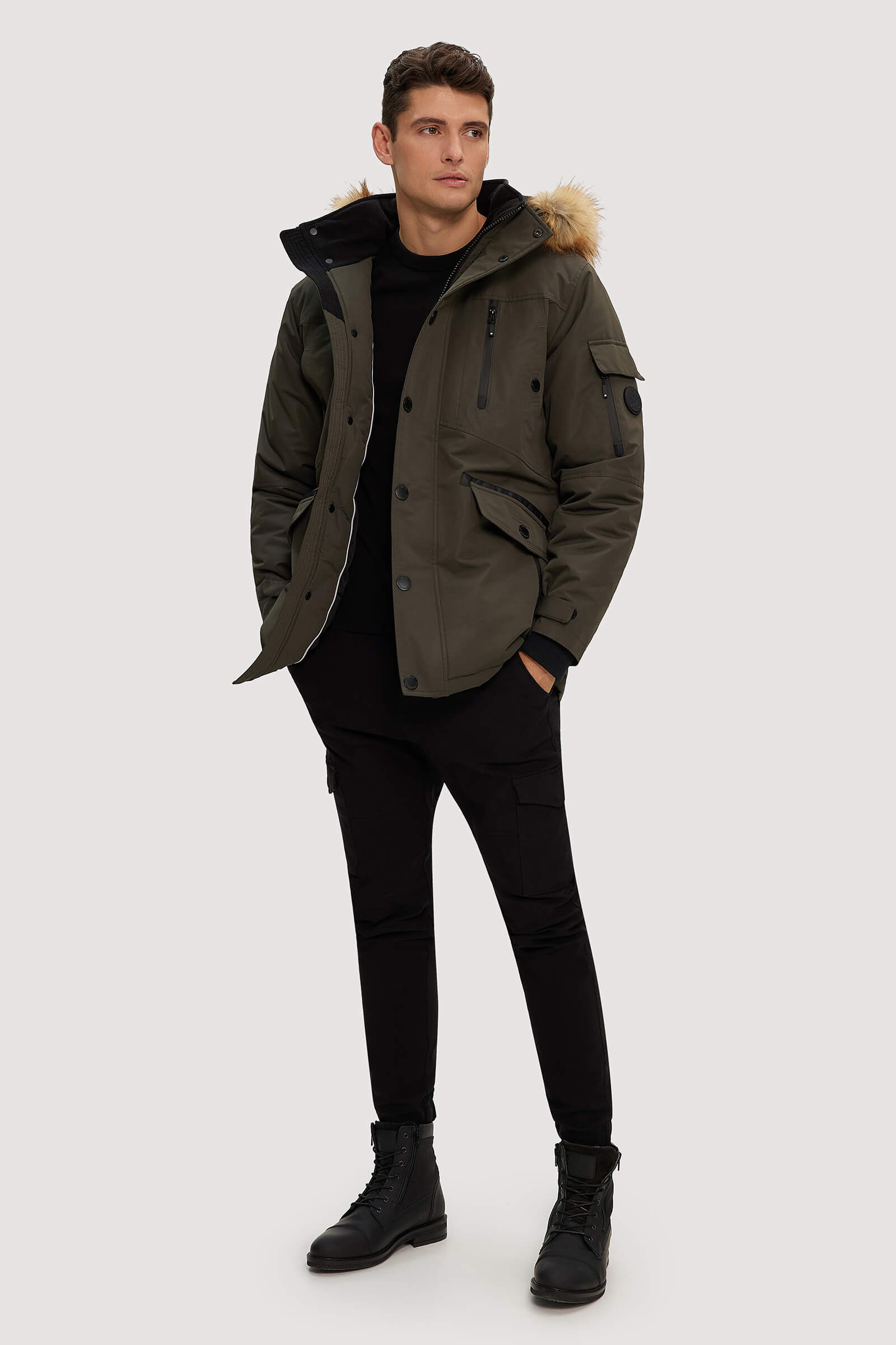 Mens Noize Coats Jacob Mid Length Parka Noize - Main Image