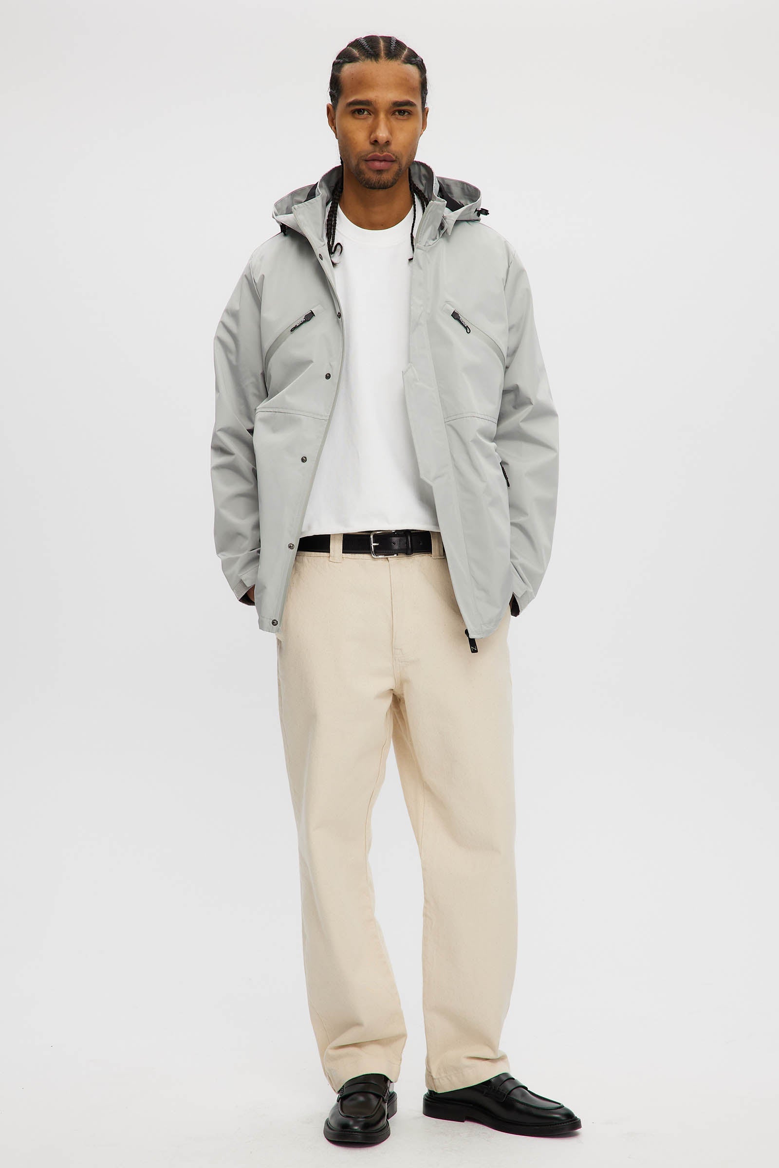 Seth Short Length Raincoat - Sky Grey | Noize