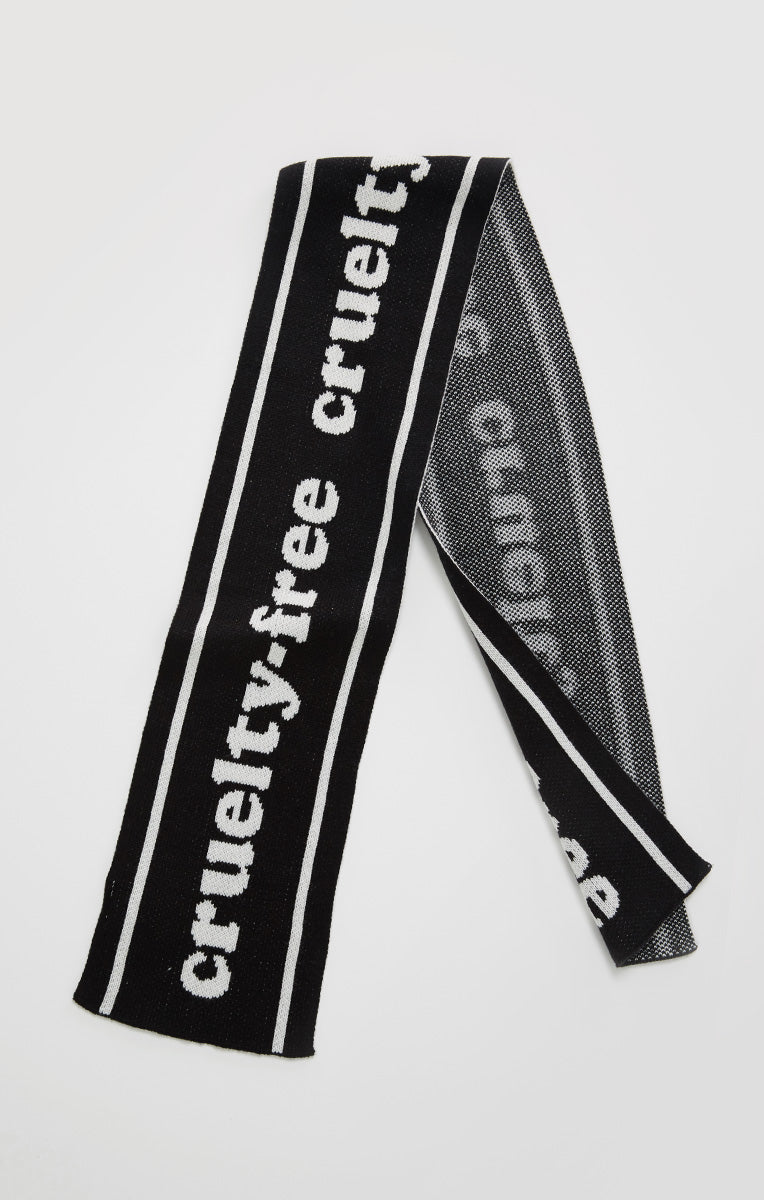 Cruelty-Free Knit Scarf - Black/Off White (4)