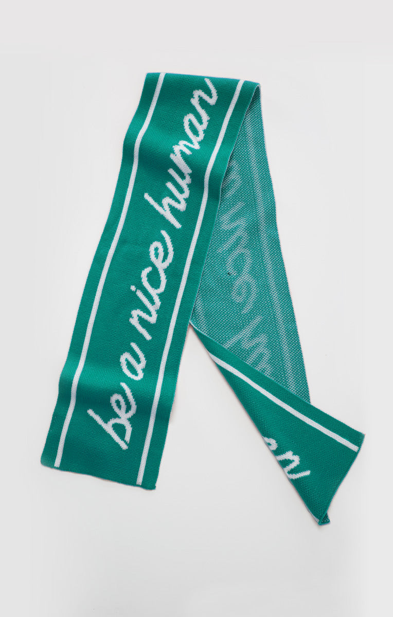Be A Nice Human Knit Scarf - Fresh Green/Off White (1)