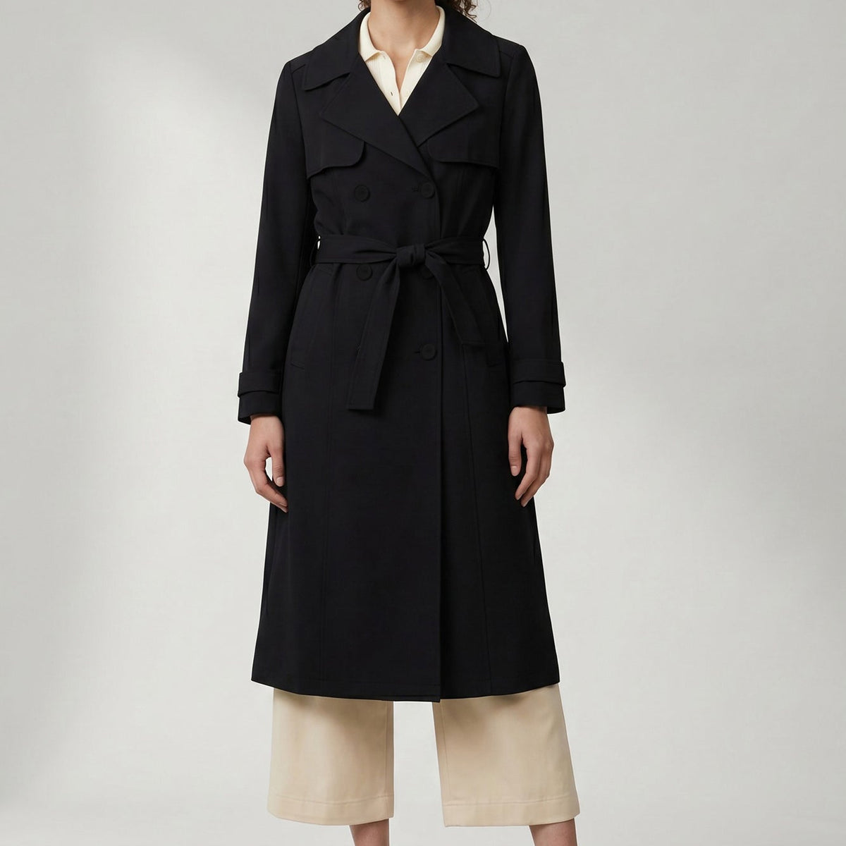 Evelin Long Length Trenchcoat - Black | Noize