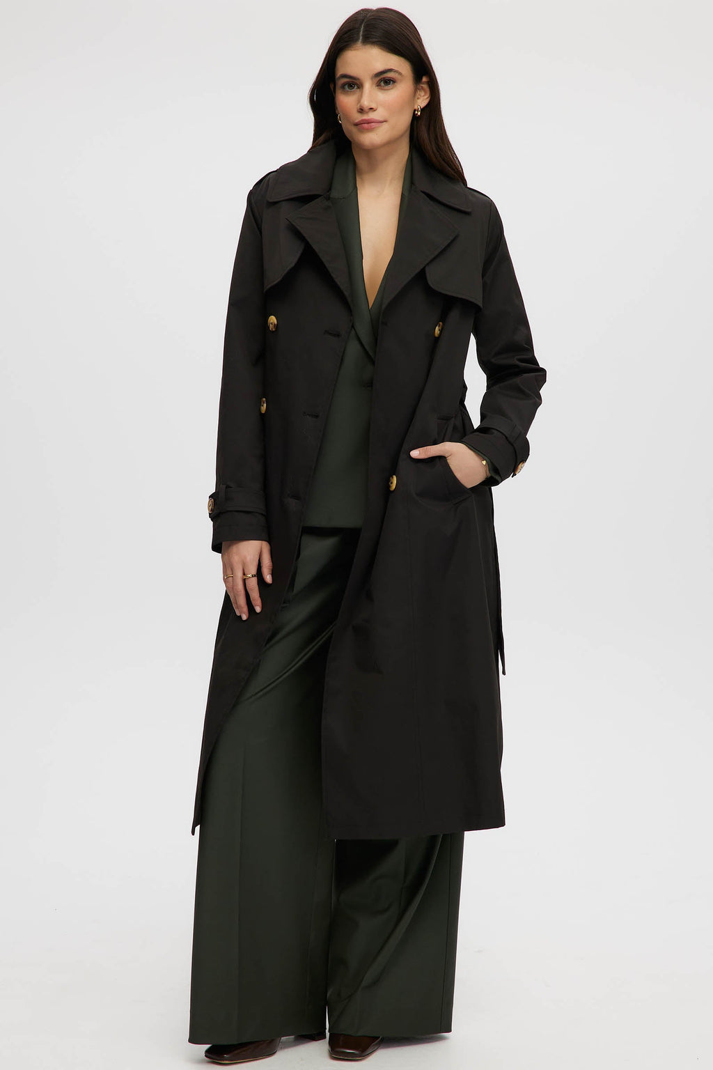 Evelyn Long Length Trenchcoat - Black | Noize