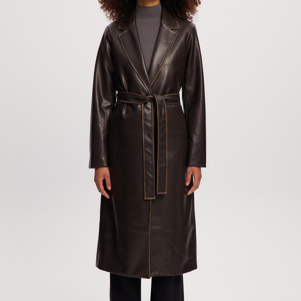 Marcelle Long Vegan Leather Coat | Noize