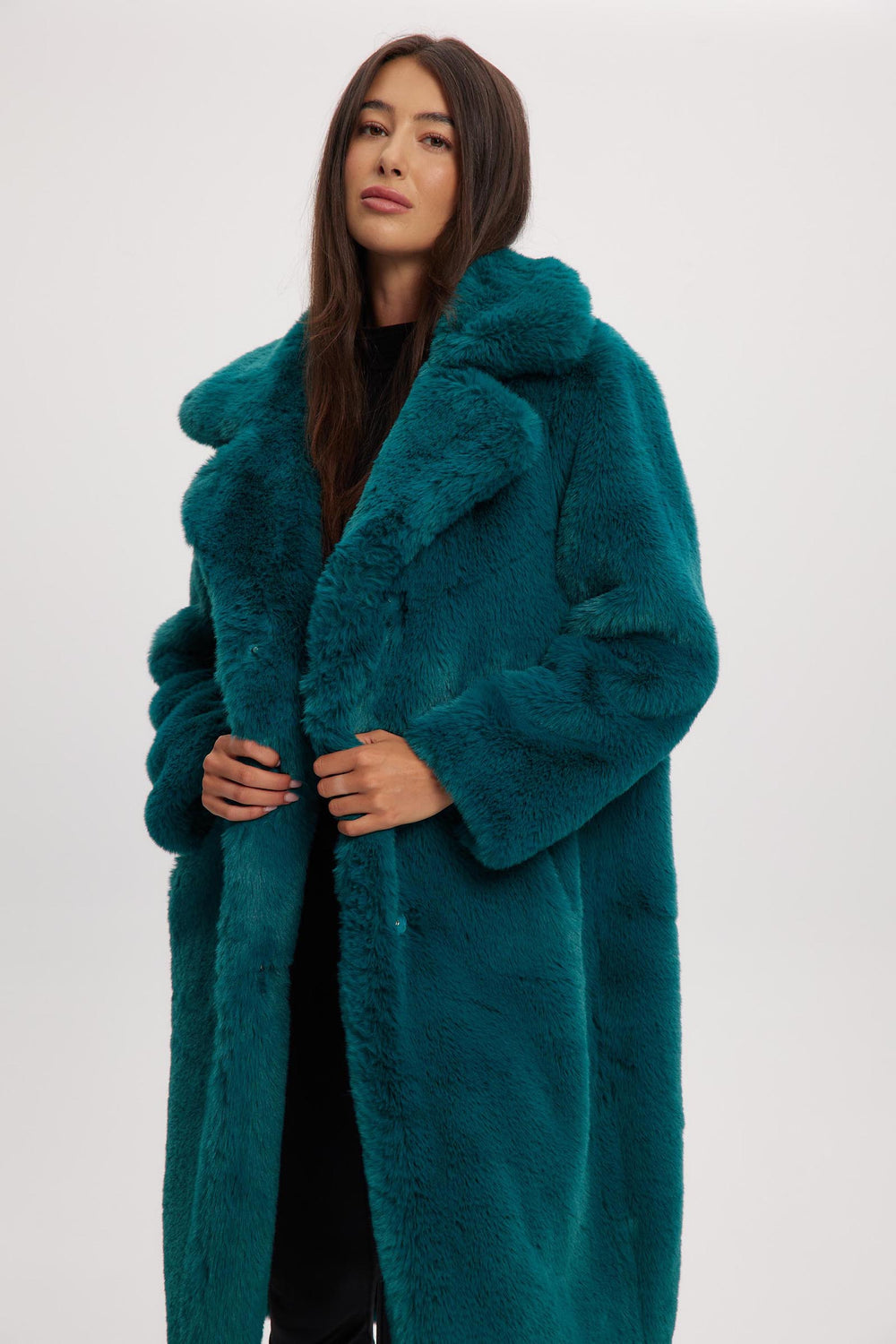 Faux fur coat womens long on sale