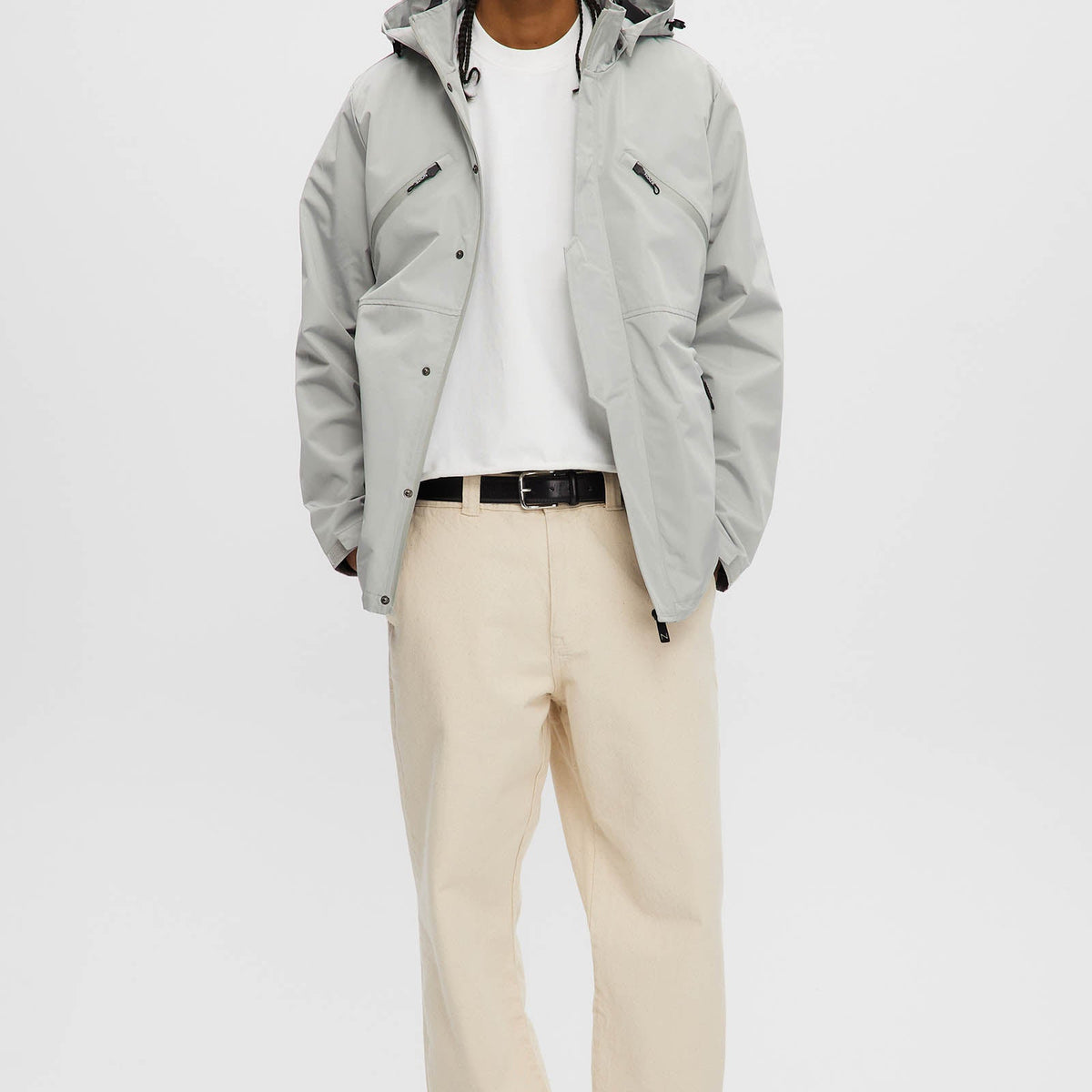 Seth Short Length Raincoat - Sky Grey | Noize