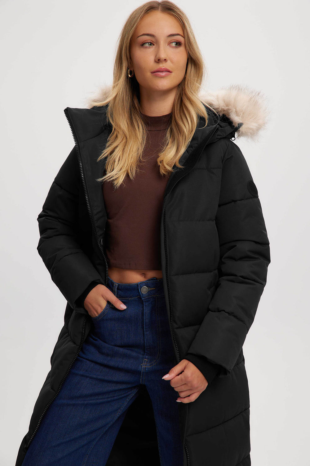 Noize oversized faux fur hooded parka coat on sale