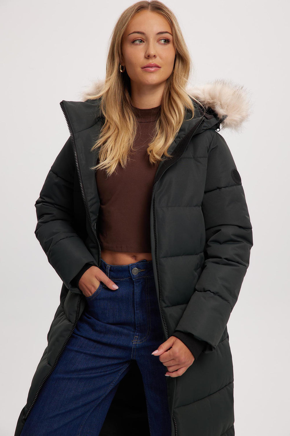 Long black parka jacket best sale