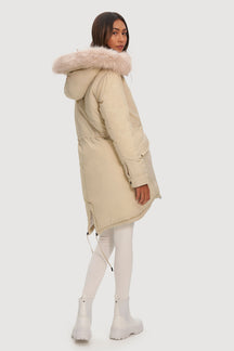 Parka Femme Tiffosi Caroline 100% Coton - Couleur Kaki/vert - Capuche Amovible - Neuf Avec étiquettes