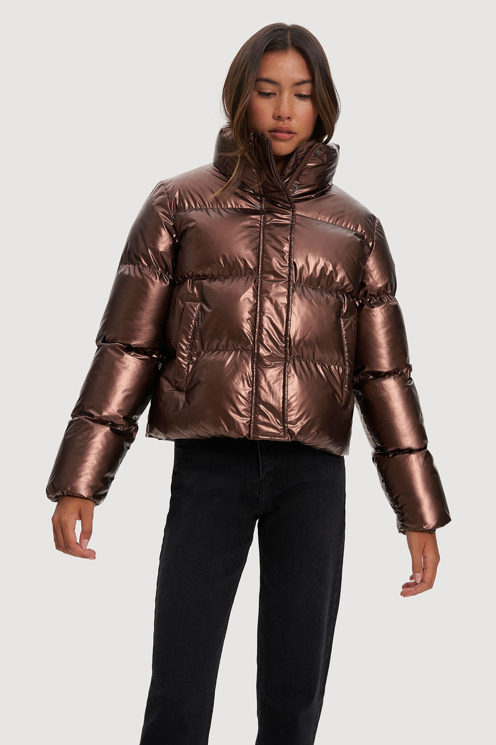 Girls' 100% Recycled Heavyweight Puffer Jacket by Gap Silver Metallic Size S (6/7)