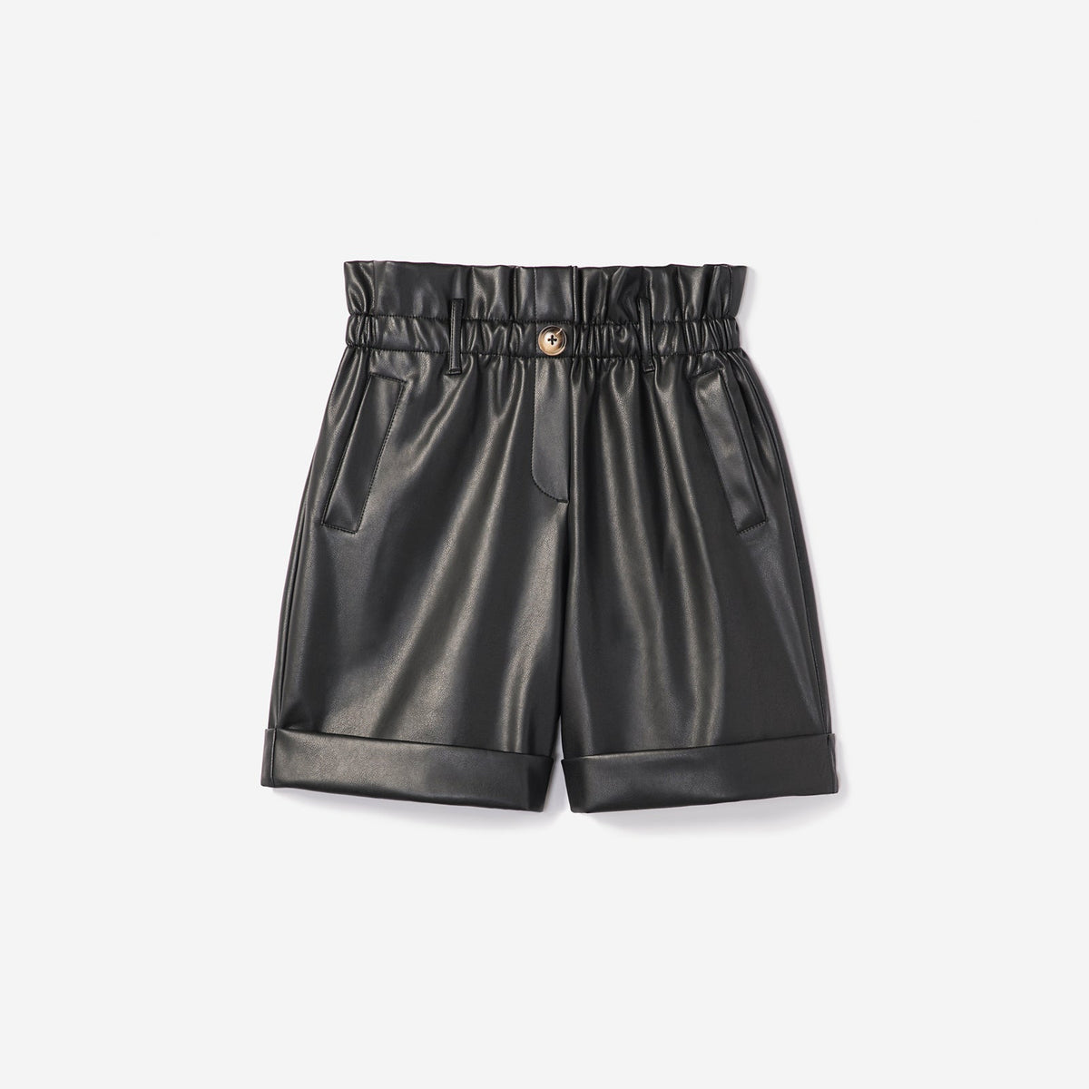 Take a Ride Black Vegan Leather Paperbag Waist Shorts